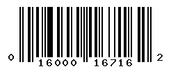 UPC barcode number 016000167162