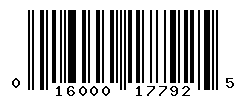 UPC barcode number 016000177925