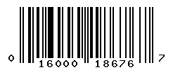 UPC barcode number 016000186767