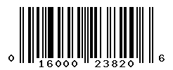 UPC barcode number 016000238206