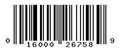 UPC barcode number 016000267589