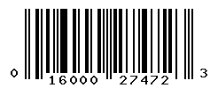 UPC barcode number 016000274723