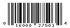 UPC barcode number 016000275034