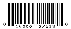 UPC barcode number 016000275188