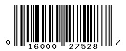 UPC barcode number 016000275287