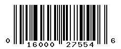 UPC barcode number 016000275546