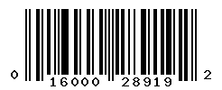 UPC barcode number 016000289192