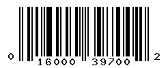 UPC barcode number 016000397002