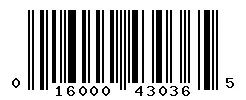 UPC 016000430365 barcode image