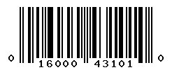 UPC barcode number 016000431010