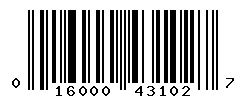 UPC barcode number 016000431027