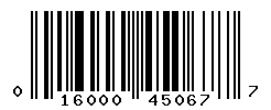 UPC barcode number 016000450677