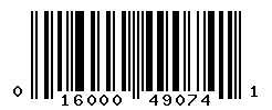 UPC barcode number 016000490741