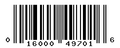 UPC 016000497016 barcode image