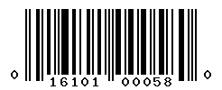 UPC barcode number 016101000580