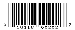 UPC barcode number 016118002027