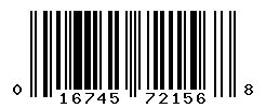 UPC barcode number 016745721568