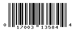UPC barcode number 017003135844