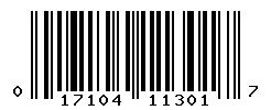 UPC barcode number 017104113017