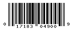 UPC barcode 017183049009