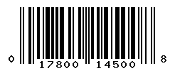 UPC barcode number 017800145008