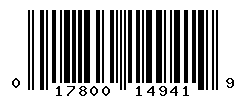 UPC barcode number 017800149419