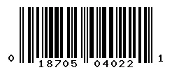 UPC 018705040221 barcode image