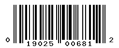 UPC barcode number 019025006812