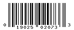 UPC barcode number 019025020733