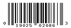 UPC barcode number 019025020863