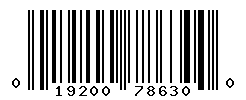 UPC barcode number 019200786300