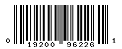 UPC barcode number 019200962261