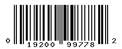 UPC barcode number 019200997782