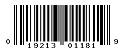 upc 019213011819 barcode image