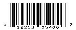 UPC barcode number 019213054007