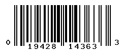 UPC barcode number 019428143633