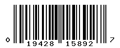 UPC barcode number 019428158927