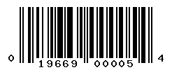 UPC barcode number 019669000054