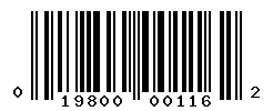 upc 019800001162 barcode image