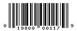upc 019800001179 barcode image