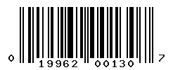 UPC barcode number 019962001307