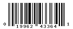 UPC barcode number 019962433641