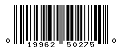 UPC barcode number 019962502750