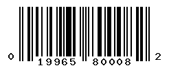 UPC barcode number 019965800082