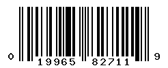 UPC barcode number 019965827119