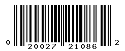 UPC barcode number 020027210862