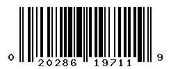 UPC barcode number 020286197119