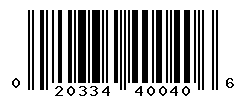 UPC barcode number 020334400406
