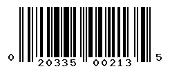 UPC barcode number 020335002135