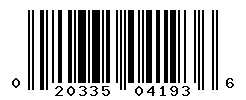 UPC barcode number 020335041936